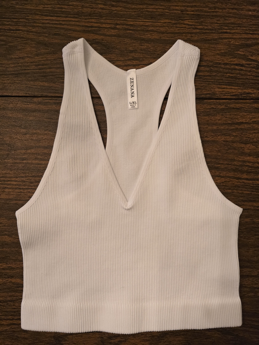 NWOT Zenana White Ribbed Brami - L/XL